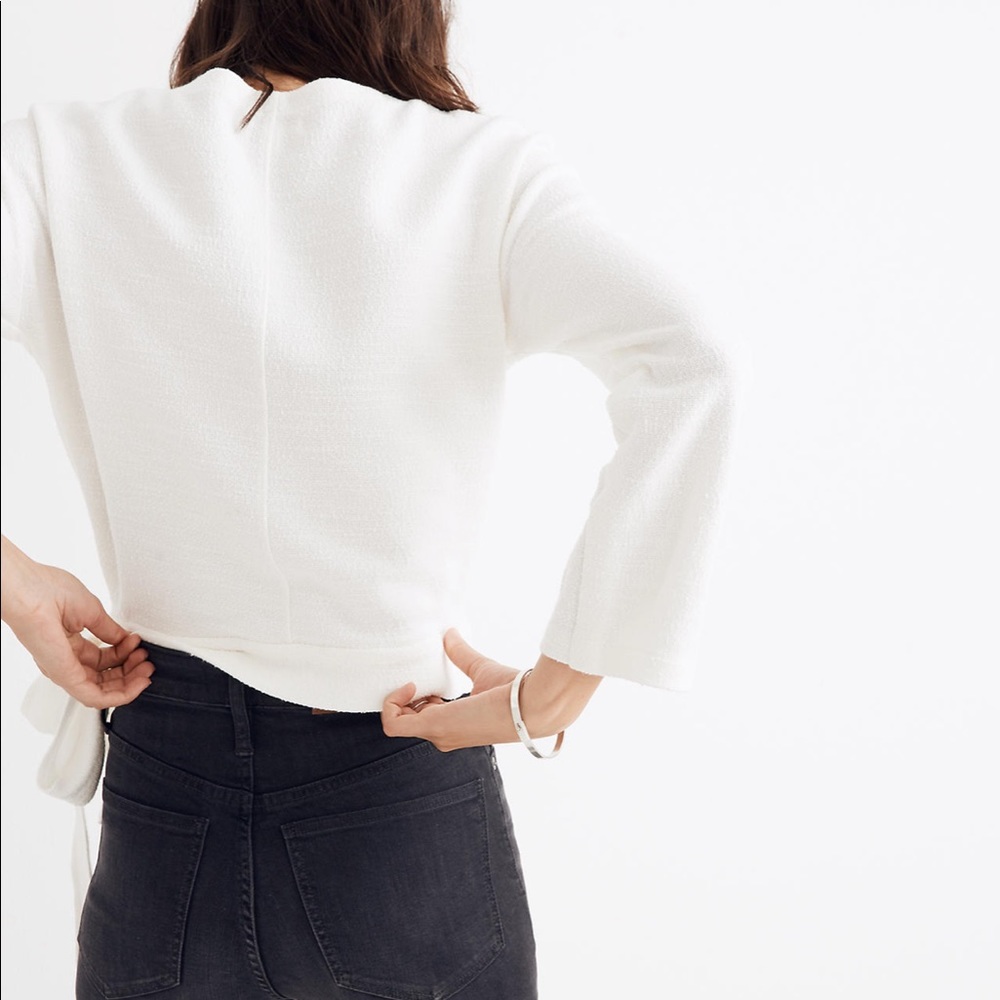 NWOT Madewell Texture & Thread Wrap Top Cream - Picture 3 of 6